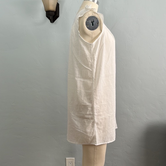 J. CREW White Cotton Smocked Flutter-Sleeve Mini Dress - Swim Cover-Up - Small - Picture 4 of 15